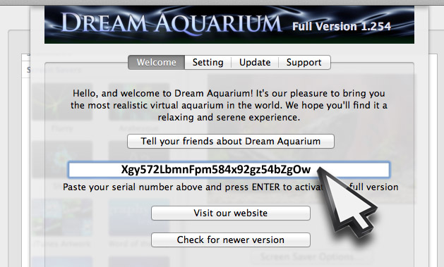 dream aquarium screensaver full version serial number